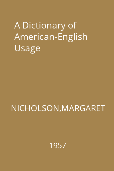 A Dictionary of American-English Usage