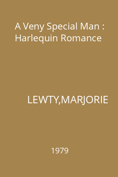 A Veny Special Man : Harlequin Romance