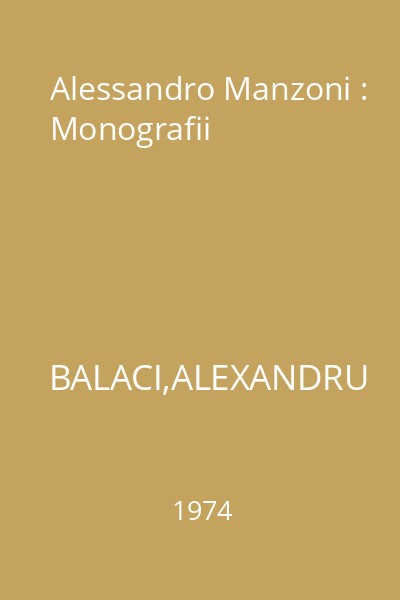 Alessandro Manzoni : Monografii