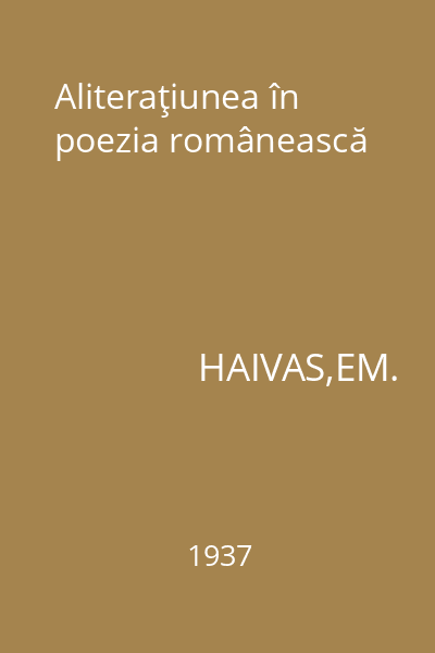 Aliteraţiunea în poezia românească