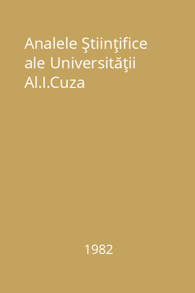 Analele Ştiinţifice ale Universităţii Al.I.Cuza