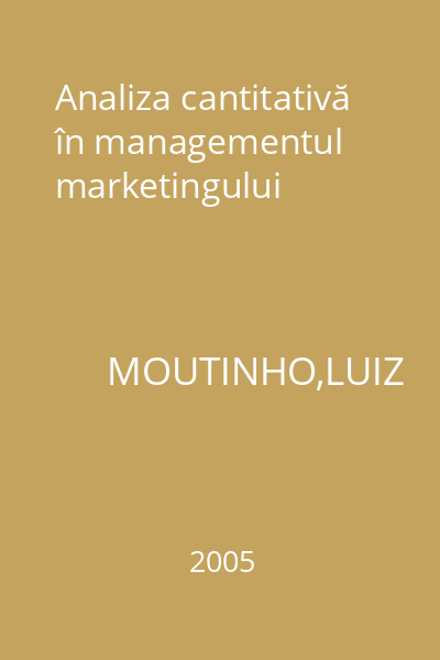 Analiza cantitativă în managementul marketingului