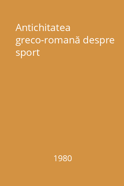Antichitatea greco-romană despre sport