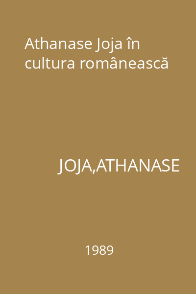 Athanase Joja în cultura românească