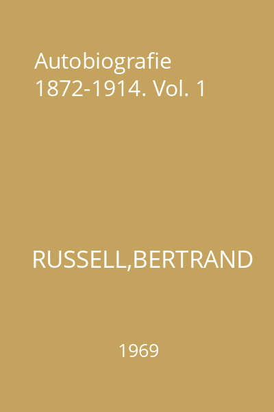 Autobiografie 1872-1914. Vol. 1
