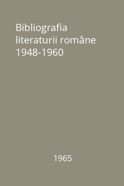 Bibliografia literaturii române 1948-1960
