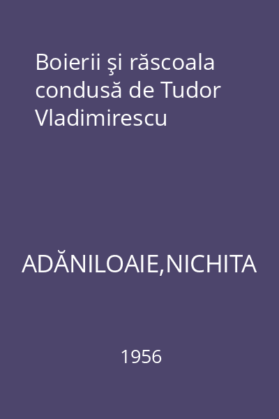 Boierii şi răscoala condusă de Tudor Vladimirescu