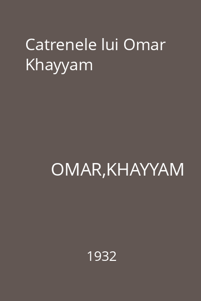 Catrenele lui Omar Khayyam