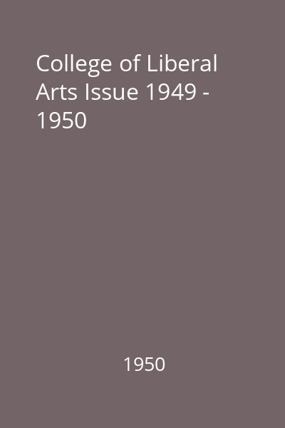 College of Liberal Arts Issue 1949 - 1950
