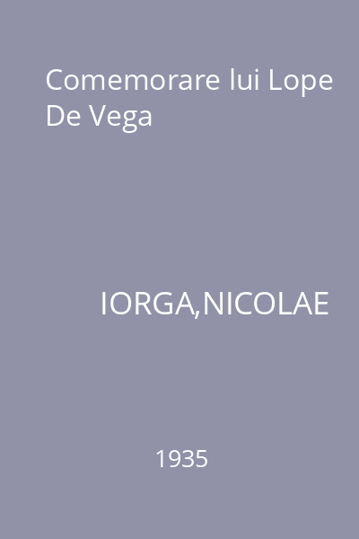 Comemorare lui Lope De Vega