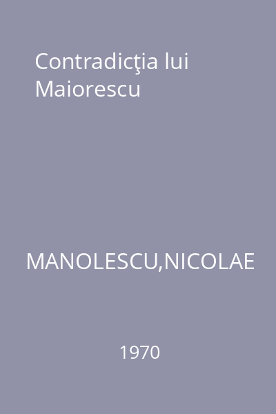 Contradicţia lui Maiorescu