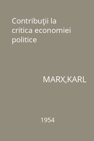 Contribuţii la critica economiei politice
