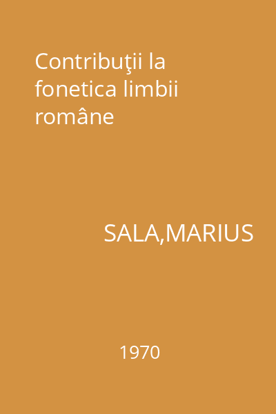 Contribuţii la fonetica limbii române