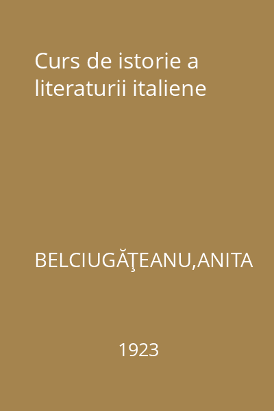 Curs de istorie a literaturii italiene