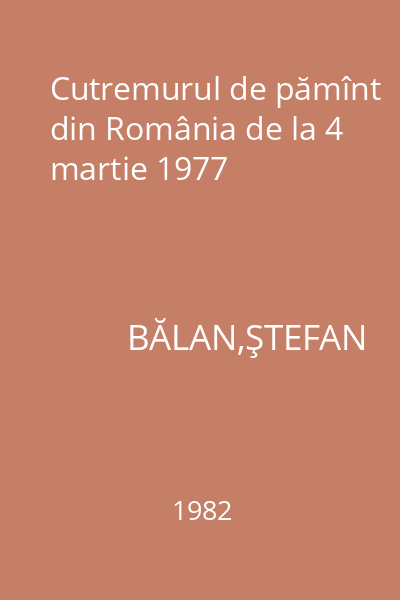 Cutremurul de pămînt din România de la 4 martie 1977