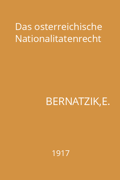 Das osterreichische Nationalitatenrecht