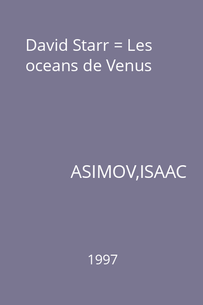 David Starr = Les oceans de Venus