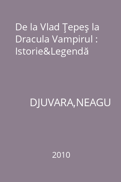 De la Vlad Ţepeş la Dracula Vampirul : Istorie&Legendă