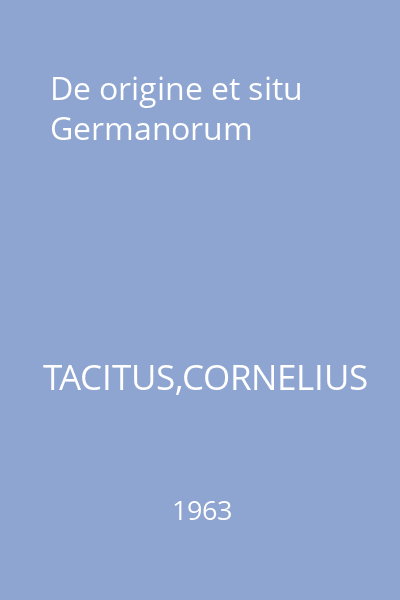De origine et situ Germanorum