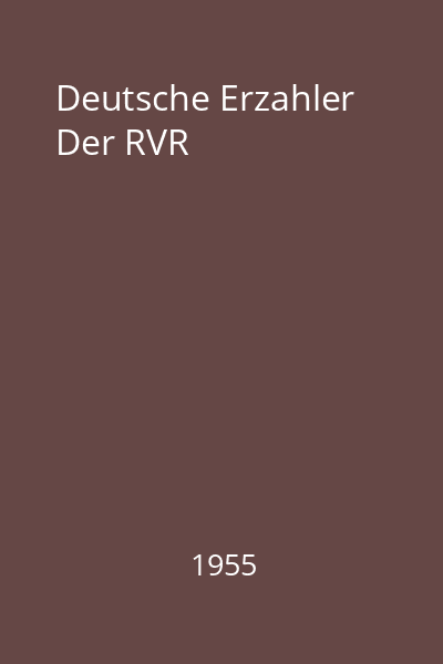 Deutsche Erzahler Der RVR