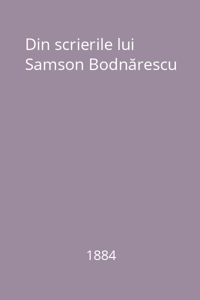 Din scrierile lui Samson Bodnărescu