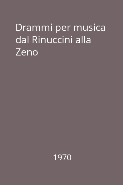 Drammi per musica dal Rinuccini alla Zeno