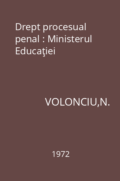Drept procesual penal : Ministerul Educaţiei