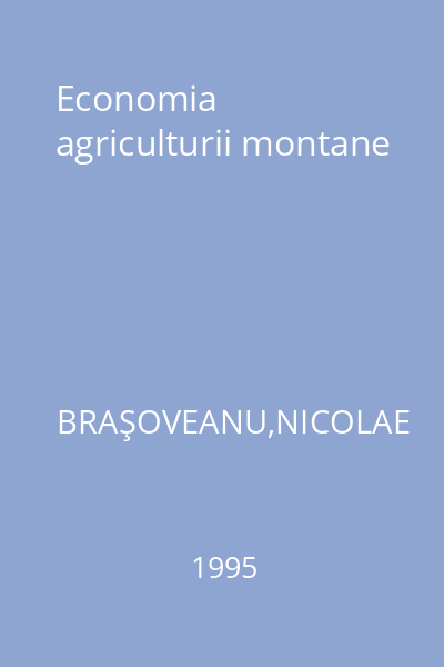 Economia agriculturii montane