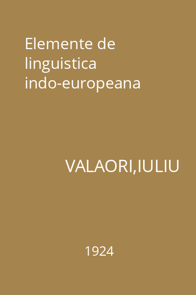 Elemente de linguistica indo-europeana
