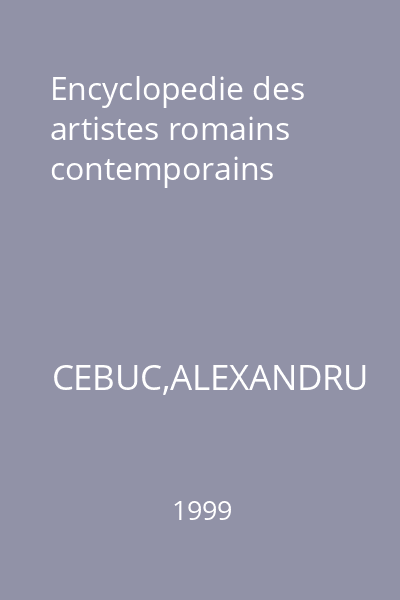 Encyclopedie des artistes romains contemporains