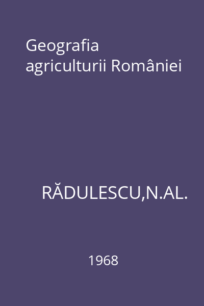 Geografia agriculturii României