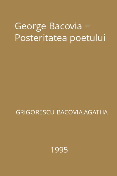 George Bacovia = Posteritatea poetului