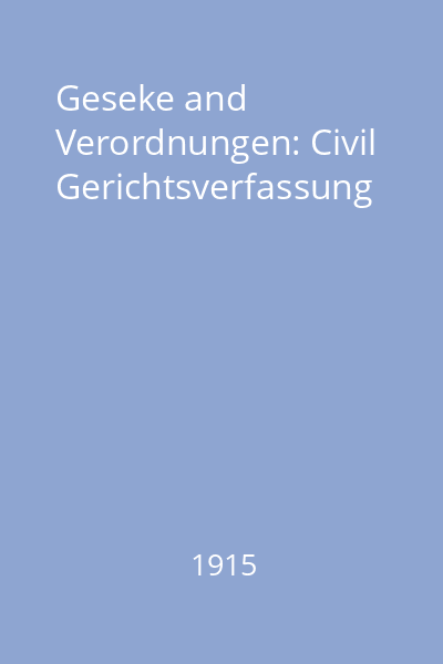 Geseke and Verordnungen: Civil Gerichtsverfassung