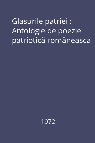 Glasurile patriei : Antologie de poezie patriotică românească