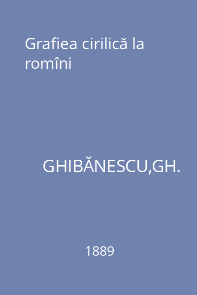 Grafiea cirilică la romîni