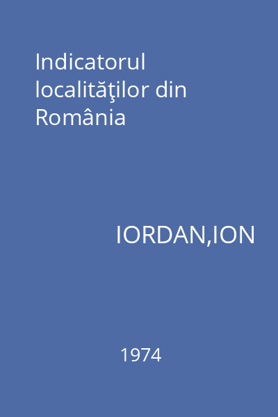 Indicatorul localităţilor din România