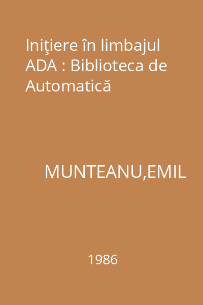 Iniţiere în limbajul ADA : Biblioteca de Automatică