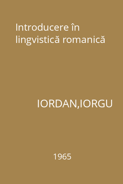 Introducere în lingvistică romanică