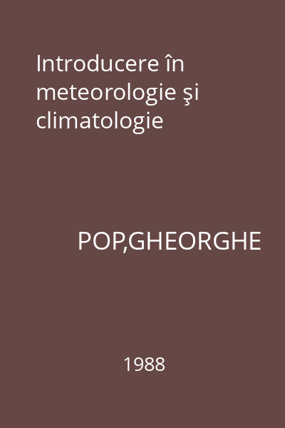 Introducere în meteorologie şi climatologie