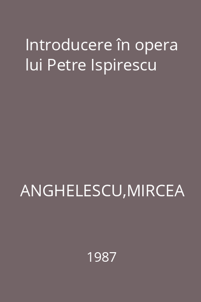 Introducere în opera lui Petre Ispirescu