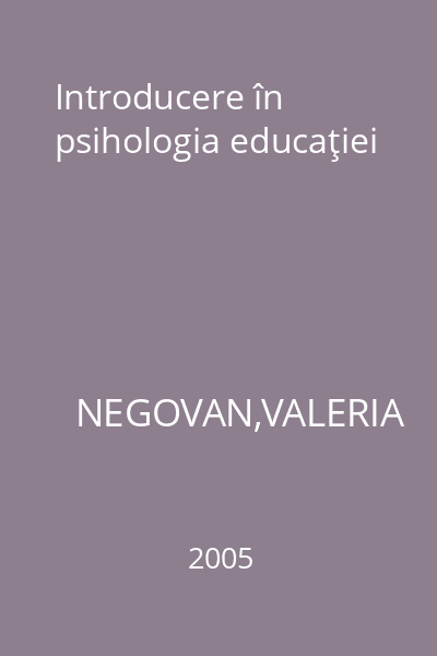 Introducere în psihologia educaţiei
