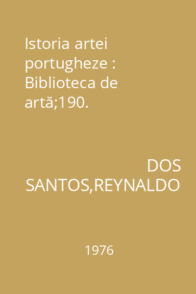 Istoria artei portugheze : Biblioteca de artă;190.