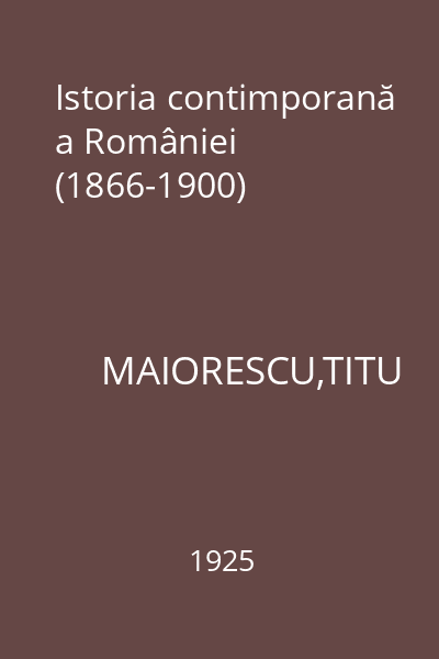 Istoria contimporană a României (1866-1900)