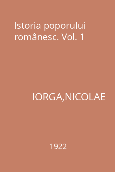 Istoria poporului românesc. Vol. 1