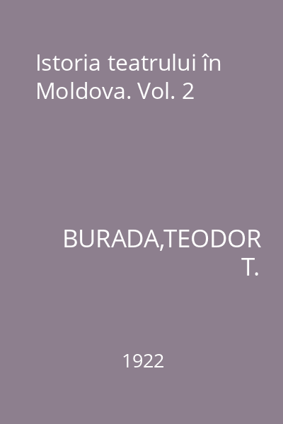 Istoria teatrului în Moldova. Vol. 2