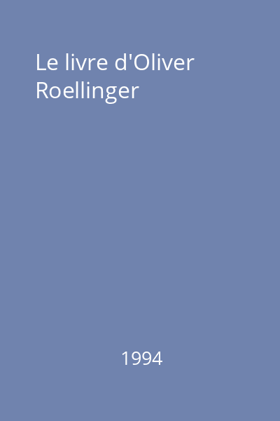 Le livre d'Oliver Roellinger