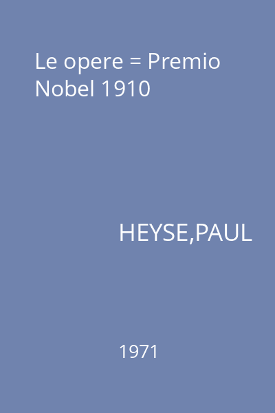 Le opere = Premio Nobel 1910