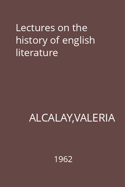 Lectures on the history of english literature