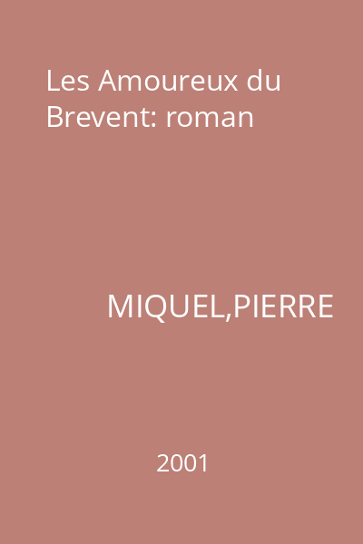 Les Amoureux du Brevent: roman
