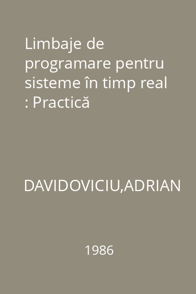 Limbaje de programare pentru sisteme în timp real : Practică